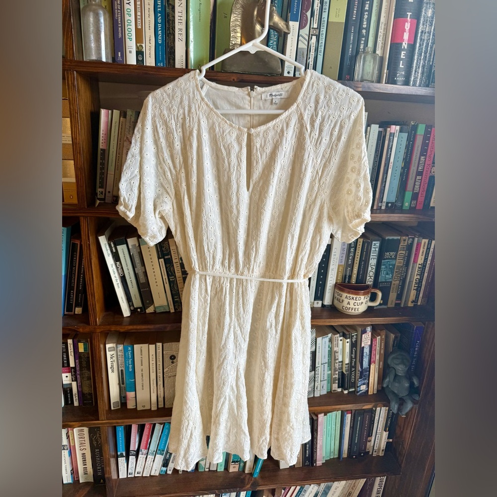 Madewell cream eyelet midi dress size 8